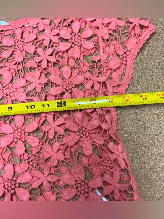 Kimchi Blue XS Coral Crochet Lace Floral Top Boho Sheer Festival Beach Cover Up - Picture 5 of 7